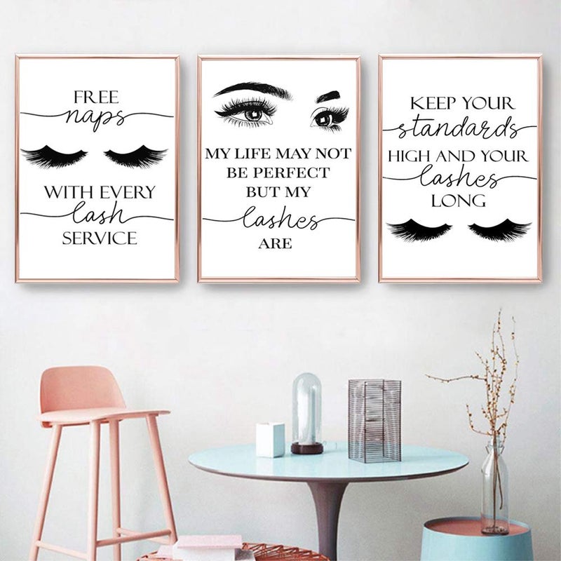 Ecyanlv Beauty Salon Wall Decor Eyelashes Guide Poster Makeup Wall Art Decor Esthetician Gift Canvas Print Lash Bundle Fashion Wall Art Modern Artwork for Teen Girls Room 16x24x3 inch No Frame - Image 2